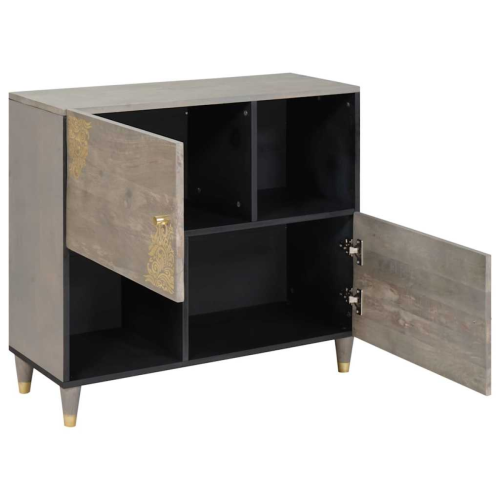 VidaXL vidaXL Sideboard Grey and Gold 80 x 33 x 75 cm Solid Mango Wood 1
