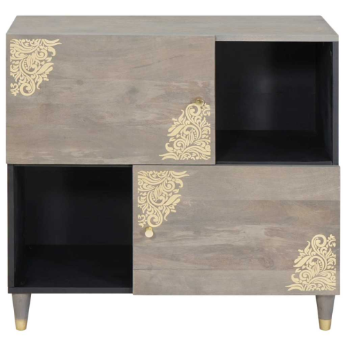 VidaXL vidaXL Sideboard Grey and Gold 80 x 33 x 75 cm Solid Mango Wood 2
