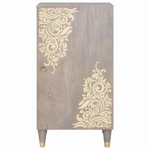 VidaXL vidaXL Sideboard Grey and Gold 40 x 33 x 75 cm Solid Mango Wood 2