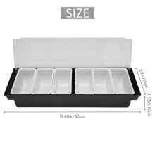 Ice Cooled Condiment Serving Container Chilled Garnish Tray Bar Caddy for Home Work or Restaurant Six Grid Seasoning Box