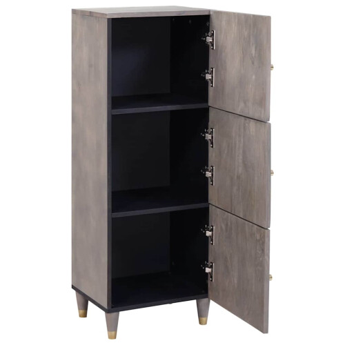 VidaXL vidaXL Highboard Grey and Gold 40 x 33 x 110 cm Solid Mango Wood 1