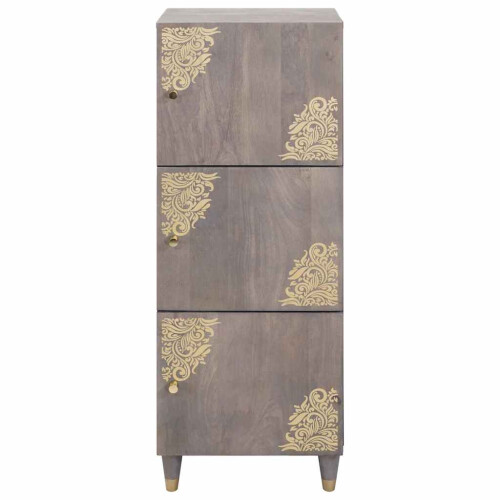 VidaXL vidaXL Highboard Grey and Gold 40 x 33 x 110 cm Solid Mango Wood 2
