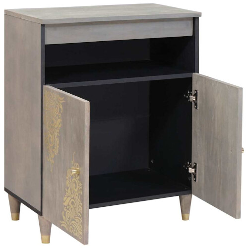 VidaXL vidaXL Sideboard Grey and Gold 60 x 33 x 75 cm Solid Mango Wood 1