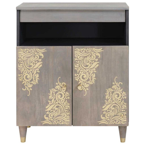 VidaXL vidaXL Sideboard Grey and Gold 60 x 33 x 75 cm Solid Mango Wood 2