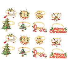 Christmas Napkin Rings - Set of 16 Napkin Holder Rings for Holiday Christmas Table Decoration Elk Napkin Buckle