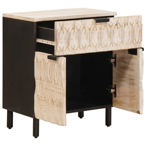 VidaXL vidaXL Bedside Cabinet White 50 x 33 x 60 cm Solid Mango Wood 1