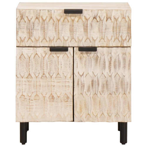 VidaXL vidaXL Bedside Cabinet White 50 x 33 x 60 cm Solid Mango Wood 2