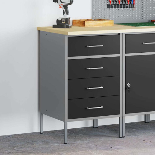 VidaXL vidaXL Work Bench with Drawer Black and Grey 50 x 55 x 85 cm 2