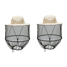 Beige Outdoor Anti-Mosquito Fishing Net Hat, Suitable for Fishing, Camping and Other Activities