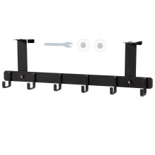 Black Towel Hook, Bathroom Wall Hook Rack with 6 Hooks Bedroom Coat Hook Kitchen Robe Hanger Wall Mount