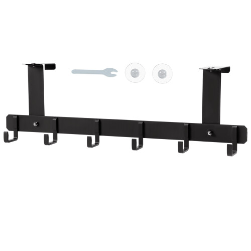 Black Towel Hook, Bathroom Wall Hook Rack with 6 Hooks Bedroom Coat Hook Kitchen Robe Hanger Wall Mount