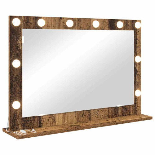 VidaXL vidaXL Vanity Mirror Rectangular with Mirror Old Wood 80 x 55 x 18 cm 1