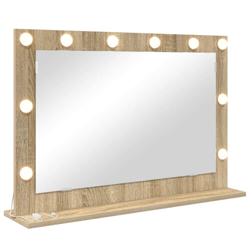 VidaXL vidaXL Vanity Mirror Rectangular Sonoma Oak 80 x 55 x 18 cm 1
