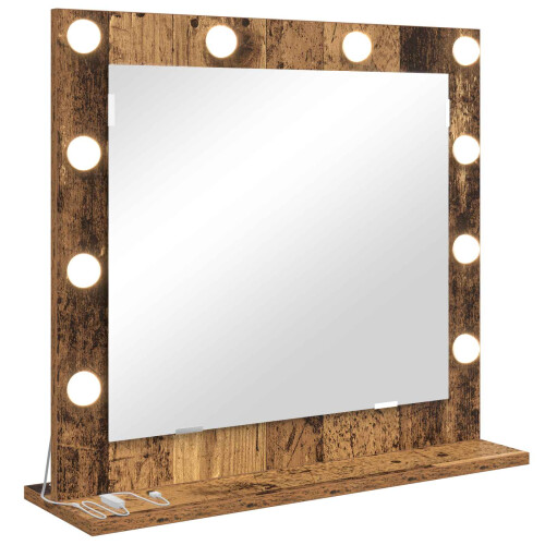 VidaXL vidaXL Vanity Mirror Rectangular with Mirror Old Wood 60 x 55 x 18 cm 1