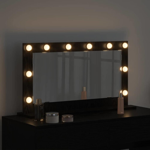 VidaXL vidaXL Vanity Mirror Rectangular with Mirror Black Oak 80 x 45 x 18 cm 2