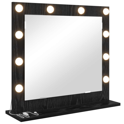 VidaXL vidaXL Vanity Mirror Rectangular with Mirror Black Oak 60 x 55 x 18 cm 1