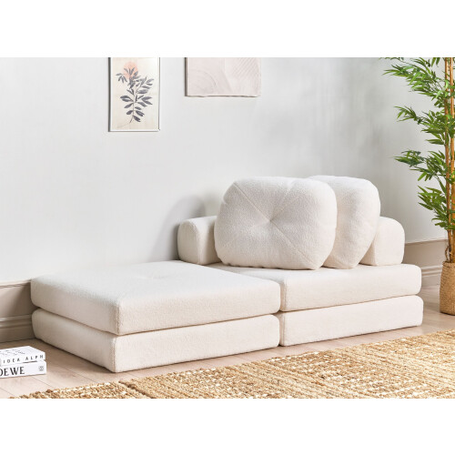 Beliani Single Sofa Bed OLDEN Boucle White 1