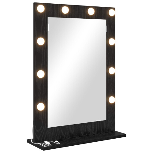 VidaXL vidaXL Vanity Mirror Rectangular with Mirror Black Oak 70 x 50 x 18 cm 1