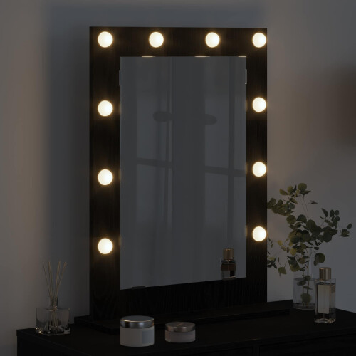 VidaXL vidaXL Vanity Mirror Rectangular with Mirror Black Oak 70 x 50 x 18 cm 2