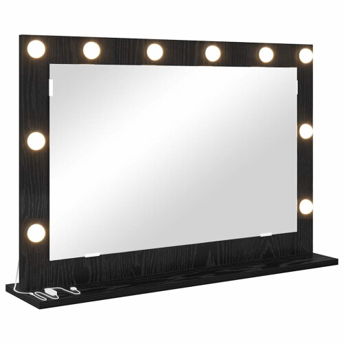VidaXL vidaXL Vanity Mirror Rectangular with Mirror Black Oak 80 x 15 x 18 cm 1
