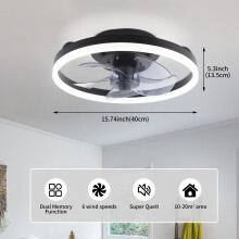 (Black) [Luxury Light | Quiet] Luxury Light | Quiet Ceiling Fan Light for Bedroom, Dining, Living, Study