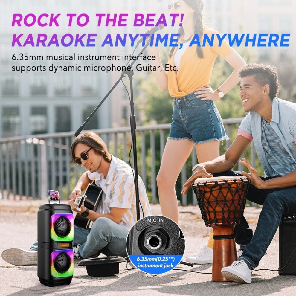 Portable Party Bluetooth Speaker Heavy Bass Subwoofer Tws Wireless Rgb Outdoor Speaker 1358605903783