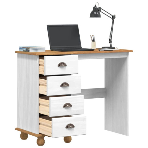 VidaXL vidaXL Writing Desk ASKIM White 95 x 40 x 75 cm Solid Pine Wood 2