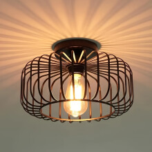 [Modern Black Ceiling Light] Modern Black Metal Ceiling Light | Flame Round Lampshade Pendant with E27 Socket