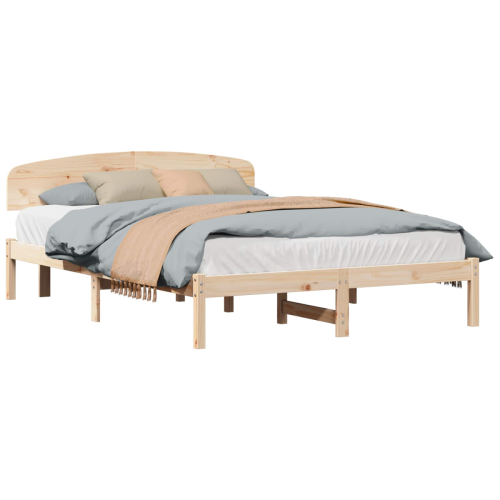 VidaXL vidaXL Bed Frame with Headboard Natural 150 x 200 cm Solid Pine Wood 1