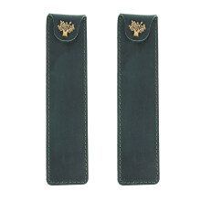 2X Echtes LEDer Federbeutel Halter Single Pencil Bag Federtasche mit Druckknopf für Rollerball Fountain Ballpoint Pen-Green