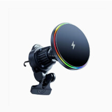 Autotelinelaturi - 15 W:n langaton autolaturi - magneettinen auton puhelimen pidike kojelaudan tuuletusaukkoon - LED RGB Handsfree-auto_M