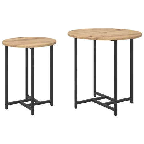 VidaXL vidaXL Side Table Set 2 pcs Artisan Oak and Black 1