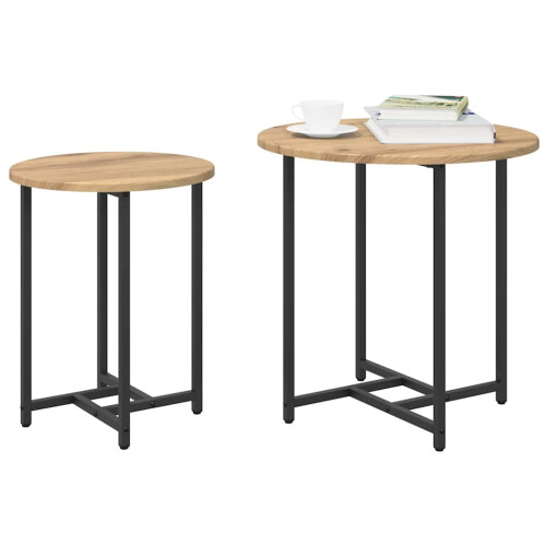 VidaXL vidaXL Side Table Set 2 pcs Artisan Oak and Black 2