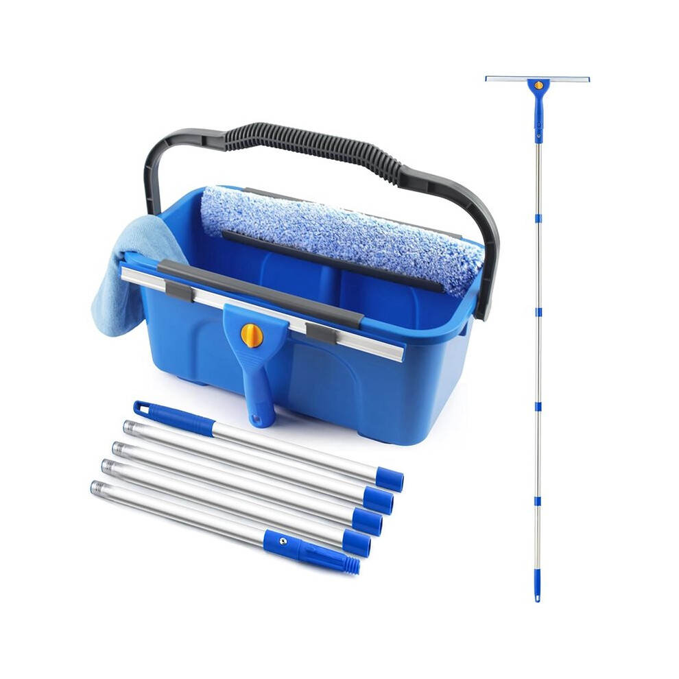 Window Cleaning Kit With Bucket Long Handle Window Squeegee And Microfiber Scrubber,High Window Washing Equipment 4713939475110