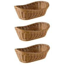 3X Oval Wicker Woven Bread Basket, 10.2Inch Storage Basket for Food Fruit Cosmetic Storage Tabletop and Bathroom