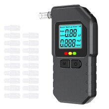 Digital Breath Alcohol Tester with 20 Mouthpieces with LCD Display and History Recall