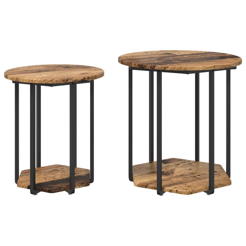 VidaXL vidaXL Side Table Set with Shelf 2 pcs Brown 1