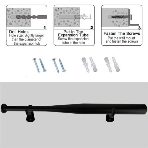 1 Pair Acrylic Baseball Wall Mounted Holder Baseball Bat Display Softball Bats Rack Collection Bracket Black 1