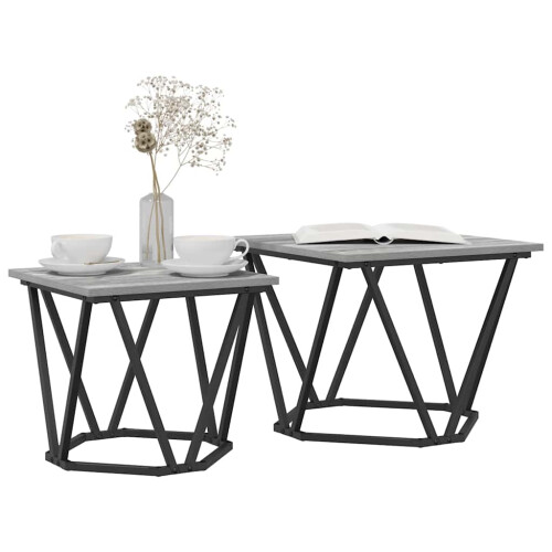 VidaXL vidaXL Side Table Set 2 pcs Grey Sonoma Engineered Wood and Steel 2
