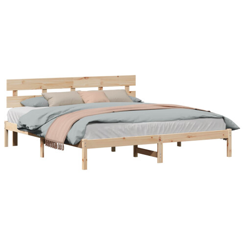 VidaXL vidaXL Bed Frame with Headboard Brown 180 x 200 cm Solid Pine wood 1