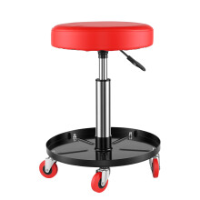 Adjustable Rolling Mechanic Stool with Tool Tray  5 Swivel Castors, Heavy Duty Garage Work Seat for Workshop & Auto Repair