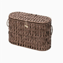 Toilet Paper Storage Basket with Lid Wicker Toilet Paper Holder Stand Narrow Decorative Woven Bathroom Basket A