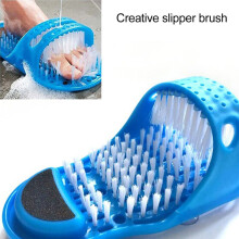 2-in-1 voetscrubber slipper voor bad en douche, exfoliërende borstelharen, puimsteen, antislip zuignapbasis