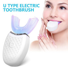 Spazzolino elettrico sonico automatico a forma di U, senza fili, per sbiancamento dei denti