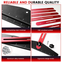 Stair Tread Template Tool Step Measuring Jig with Adjustable Ruler and Angle Scribe Tool for Woodworking