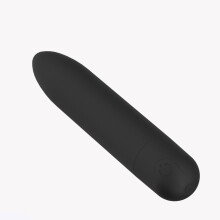 Mini vibrerende stimulator van silicone met oplaadbare batterij, roestvrij staal, zwart