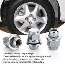 4 Dadi Antifurto per Ruote M12 X 1,5 con 1 Chiave A Bussola per 4Runner Hilux RAV4