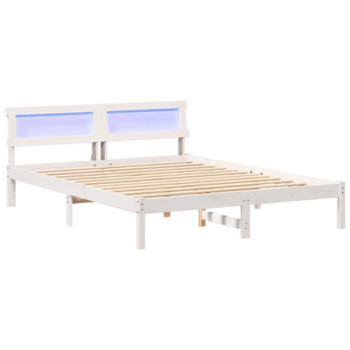 VidaXL vidaXL Bed Frame with Headboard White 150 x 200 cm Solid Pine Wood 1