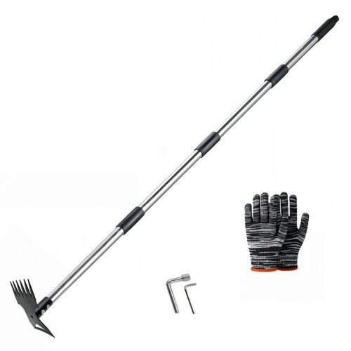 Dual-Headed Garden Hoe Set Weeder Tool with Adjustable Handle for Flower Beds Weeding