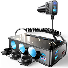 Splitter per Caricabatterie da Auto da 191 W con 2 Prese PD/QC3.0 e Interruttori Isolati, Presa CC per Camion, SUV e .